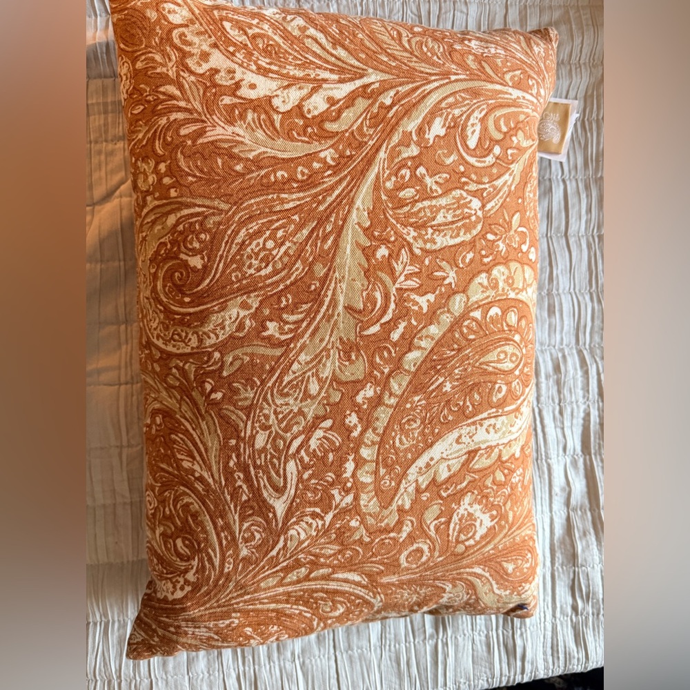 Orange Paisley Decorative Pillow